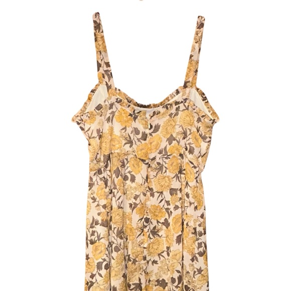 Lush Womens Floral Mini Dress Sundress Yellow Spaghetti Strap Lined Medium Boho - Picture 5 of 10